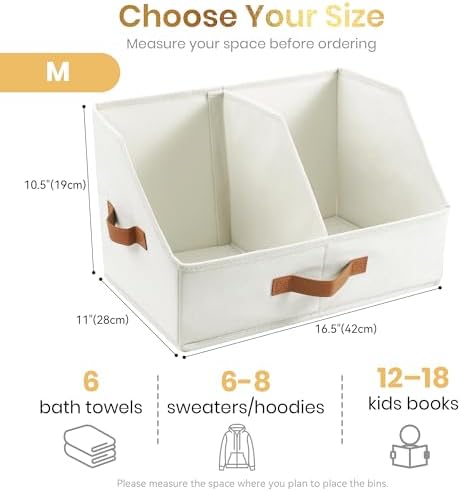HOMELUX THEORY Closet Organizers Storage, Medium Collapsible Bin 6pc, Ivory - Image 2