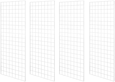 Heavy Duty Gridwall Panels Commercial Grade Grid Panel for Retail Display Wall, 2' Width x 5' Height, White (Pack of 4) by 7RiversART