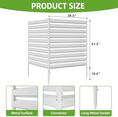 42” H x 38” W Air Conditioner Fence 2 Panels, Metal Privacy Fence Panels, Pool Equipment Enclosure, Trash Can Screens Fence Kit for Outside, Backyard, Patio, Garden(White) - Image 3