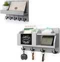 Rebee Vision Key Holder for Wall Set : 10" Key Rack with 5 Hooks & 16" Mail Organizer with Chalkboard and 4 Anchor Hooks for Home Apartment Entryway Decor - Grey by REBEEVISION