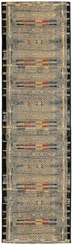 Liora Manne Marina Low Profile Durable Indoor/Outdoor Woven Rug- Tribal Stripe Black 1'11" x 7'6" - Image 2