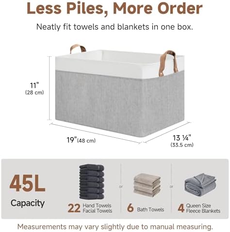 StorageWorks Fabric Storage Bins, Gray and White, Extra Large, 2-Pack - Image 6