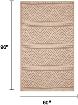 Fab Habitat Chevron Outdoor Rug - Waterproof, Fade Resistant, Crease-Free - Premium Recycled Plastic - Striped - Patio, Porch, Deck, Balcony - Patan - Coral - 5 x 8 ft - Image 2