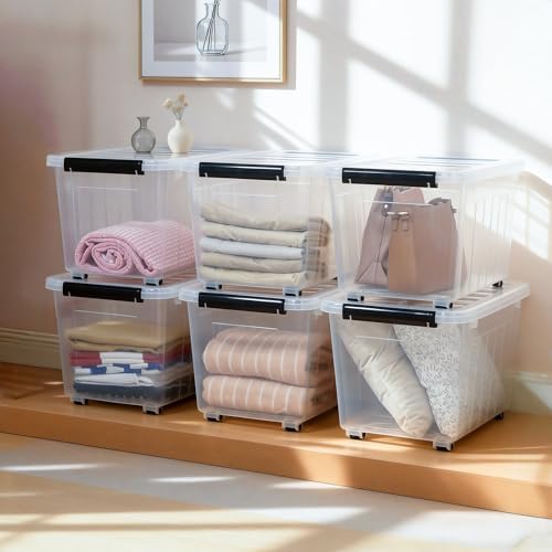 Citylife 54 Quart Large Clear Plastic Storage Bins with Lids 6-Pack - Image 2