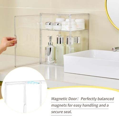 LXLXXL 2 Tier Stackable Acrylic Display Case with Magnetic Lids, 2 Pack - Image 4