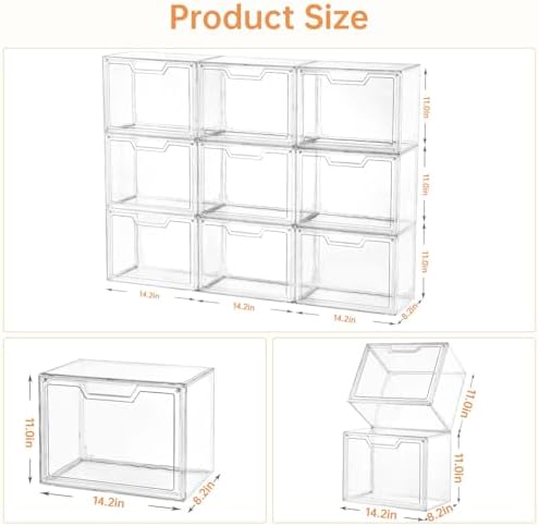 Purse Organizer for Closet,Clear Acrylic Display Case for Handbag Organizer, Purse Storage Box with Magnetic Door, Plastic Storage Bins for Book, Collectibles, Cosmetic (9 Pack) - Image 6