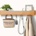 Coat Rack Wall Mount with Hidden Hooks Modern Key Holder Wood Entryway Hook with Shelf for Bedroom Kitchen Hallway Bathroom Designed for Hanging Coats Hats Bags Towels Dog Leashe(Oak,8 Hooks) by Jadoxy