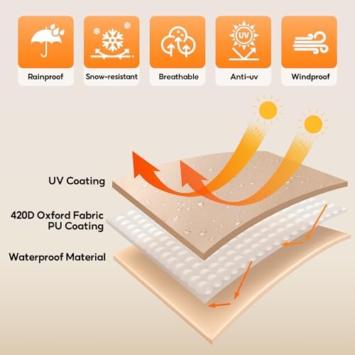 Outdoor 3 Triple Seater Hammock Patio Swing Chair Cover, Water-Resistant, All Weather Protection, Beige Color - Image 4