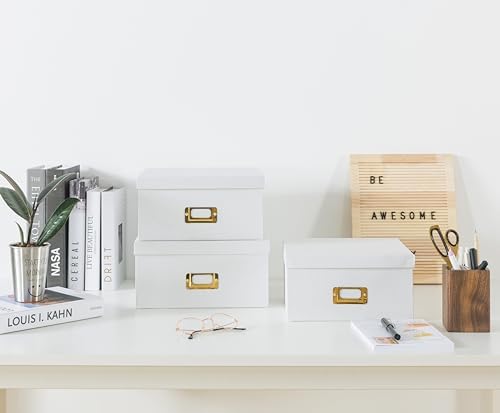 Soul & Lane - White and Gold Decorative Storage Boxes with Lids, Set of 3 - Image 5
