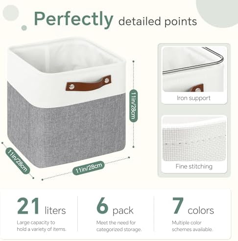 FinishingBo 11 inch Cube Storage Bin 6 Pack, Cube Organizer Bins - Image 4