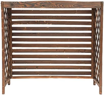 Air Conditioner Privacy Screen, 39.4" L x 16.9" W x 36" H Retro Wood Air Conditioner Fence, Free Standing Rectangular Trash Can Screens A/C Fence for Outside Unit Brown, Easy to Install - Image 5