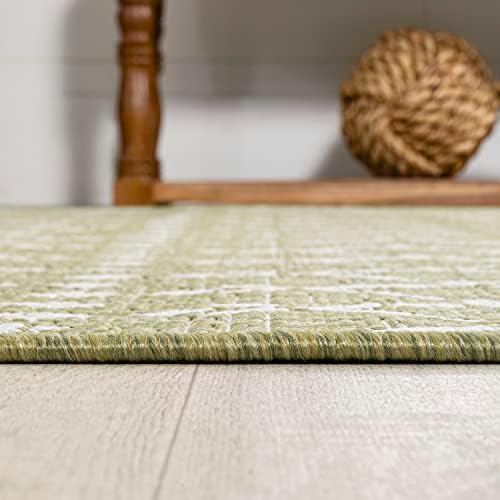 Eyely Moroccan Woven Square Rug 5X5 Lt Green/Cream, Indoor Outdoor Rug - Image 4