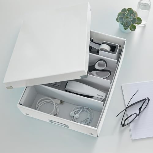 Leitz A5 Storage Box, Click and Store Range 60430001 - Small, White Organiser Box A4 - Image 2
