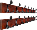 WEBI Coat Rack Wall Mount,43" Solid Wood Coat Hooks Wall Mounted Coat Hanger,16" Hole to Hole,Heavy Duty Hook Rack Rail,8 Triple Hooks for Hanging Coats,Jacket,Clothes,Hat,Backpack,Cherry,2 Packs by WEBI