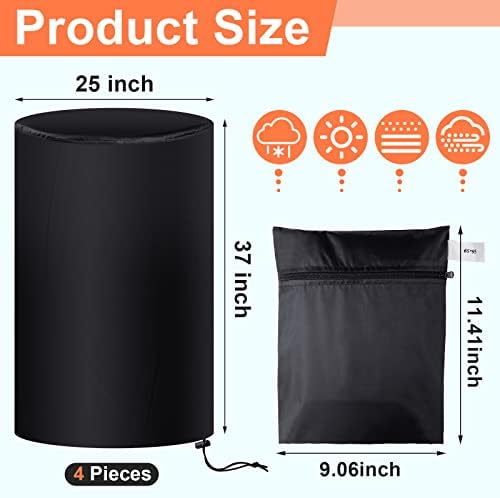 Amylove 55 Gallon Drum Cover, Rain Water Storage Barrel Cover, Black, 4 Pcs - Image 2
