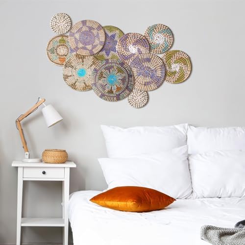 Tatuo 11 Pcs Boho Wall Basket Decor Woven Wall Hanging Art, Multicolour - Image 6