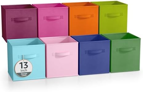 Sorbus 8-Pack Storage Cubes, Collapsible Fabric Baskets (13", Deep Multi 1) by Sorbus