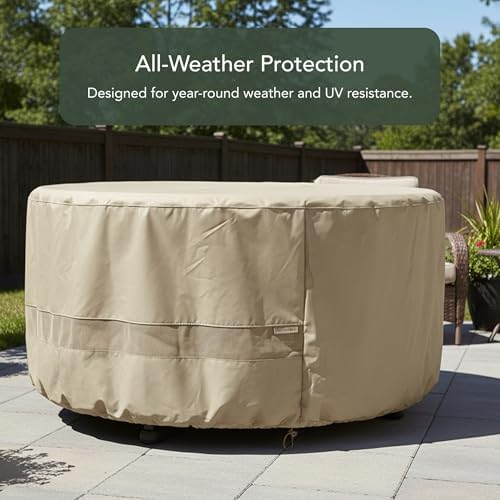 Covermates Round Dining Table Cover - Water-Resistant Polyester, Mesh Ventilation, Patio Table Covers, 36DIAMETER x 35H, Khaki - Image 5