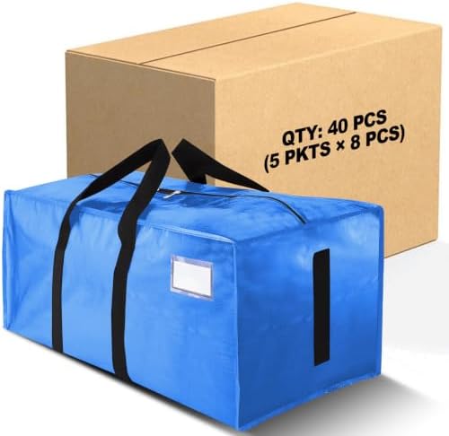 HOMESURE Supports 200lbs Heavy Duty Moving Bags - Strong Zipper & Wrap-Around Handles - Water-Resistant Storage Totes, Durable Alternative to Moving Boxes - 40 Pack - Sky Blue by testVendor01-gamma