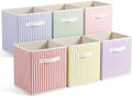 Amyhill 6 Pack Mixed Colors Striped Basics Collapsible Fabric Storage Bins by Amyhill