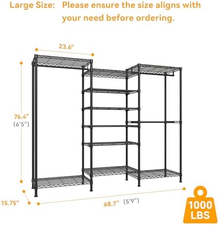 Higeego H12 Heavy Duty Clothes Rack, Black - Image 4