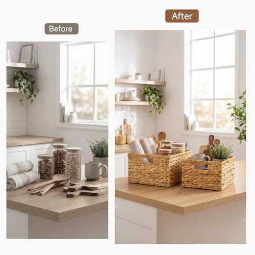 StorageWorks Wicker Baskets for Storage, Wicker Storage Baskets, 2-Pack - Image 6