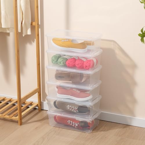 Clear Shoe Boxes 12Pcs Plastic Storage Bins with Latching Lid - Image 4