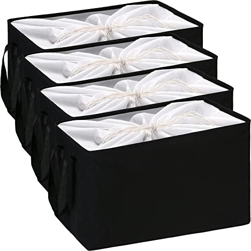 Hinwo 102L XXL Canvas Storage Bin with Lid and Handles, 4-Pack by Hinwo