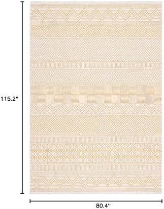 SAFAVIEH Washable Rug Outdoor Courtyard Collection - 6'7" x 9'6", Beige & Gold, Non-Shedding & Easy Cleaning, Ideal for Patio, Backyard, Mudroom (CY8196-56012) - Image 6