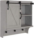 Kate and Laurel Cates Decorative Farmhouse Cabinet Wall Organizer with Sliding Barn Door and 3 Knobs, 18 x 8 x 20, Gray, Shabby-Chic Farmhouse-Inspired Mail and Key Holder for Wall by KateandLaurel
