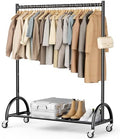 MISSLO Heavy Duty Clothing Rack with Wheels Rolling Clothes Racks for Hanging Clothes, Coats, Garment, Dress, Black by MISSLO