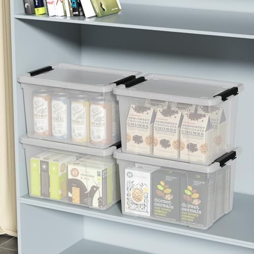 Set of 4 Storage Bins with Wheels, 23 L Clear Latch Boxes with Lids - Image 6