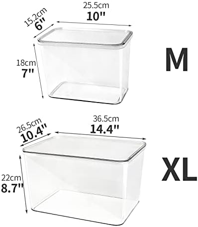 Lidded Plastic Storage Bins Set Clear Desk Basket Box Organizer Kitchen Container Clothes Laundry Closet Cabinet Shelf, Organization and Storage for Shelves Office Bathroom(clear 3XL+2M) - Image 6