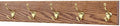 PegandRail Oak Wall Mounted Coat Rack with Solid Brass Hooks 4.5" Ultra Wide (Chestnut, 25.5" x 4.5" with 5 Hooks) by PEG+AND+RAIL