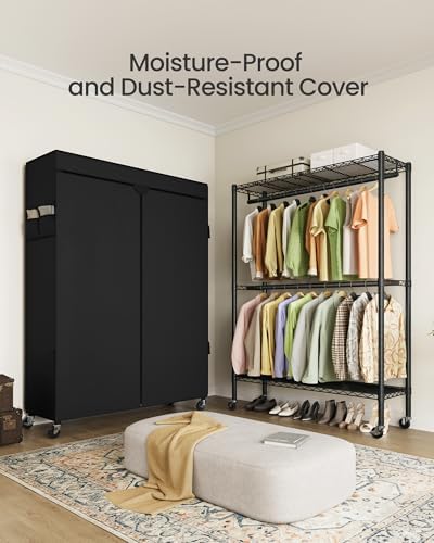 SONGMICS Heavy-Duty Clothes Rack, Portable Closet on Wheels, Fabric Cover - Image 6