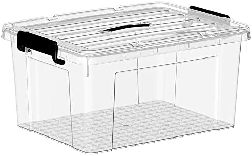 Cetomo Lidded Storage Bin with Handle, Storage Bins with Lid, Organizing Container with Secure Latching Buckles, Stackable and Nestable, Plastic, 72 Quart-4 Pack, Clear - Image 4