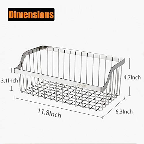 2PCS Kitchen Storage Metal Wire Fruit Basket - SUS304 Stainless steel Organizer Storage Bin Baskets for Bathroom - Space Saving Design for Pantry Organization, Spice Rack,Self Adhesive（Silver） - Image 2