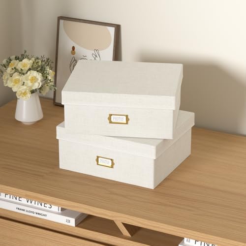 Decorative Photo Storage Box, 2 Pack Linen Photo Box Hold 1700 4x6 Pictures - Image 6