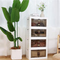 MOONEDGE 140QT Stackable Plastic Storage Bins, 4-Tier Foldable Cabinet by MOONEDGE