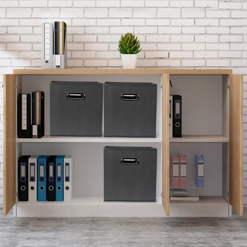 Fabric storage bins Cubes, Fabric Cube Organizer with Handle, Foldable Cube Bins for Cloth or Accessary Storage, 11x11x11, Set of 8, (Gray) - Image 4