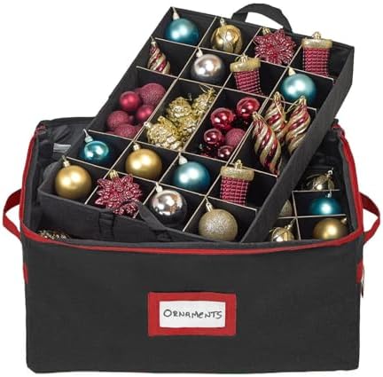 HOLDN’ STORAGE Christmas Ornament Storage Box with Dividers - Fits 96-3” Ornaments, 4 Removable Trays, Durable & Space-Saving, Clear Top Lid, Convenient Storage Designed, Black - Image 2