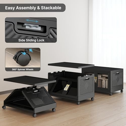 184QT Stackable Storage Bins with Lids, 46Gal Foldable Storage Cabinets - Image 6