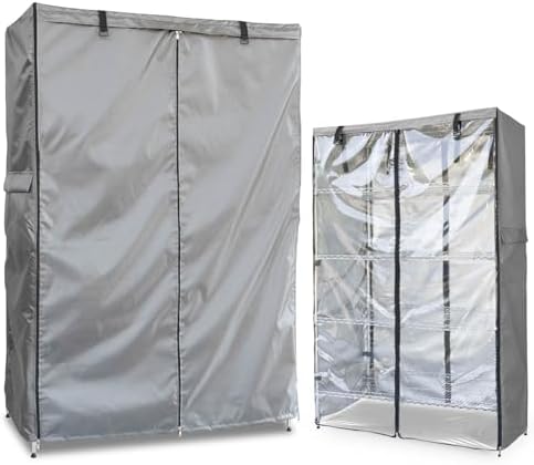 okcool Waterproof Shelf Cover,600D Heavy Duty Wire Shelving Unit Cover,Shelf Display Rack Protector Cover with Zipper,One Side See Through Panel.(Grey,Fits 36" Wx14 Dx54 H Shelves) by Okcool