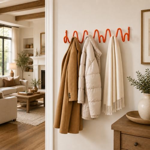 Coat Rack Wall Mount, Modern Wave Metal Wall Hooks - Image 2