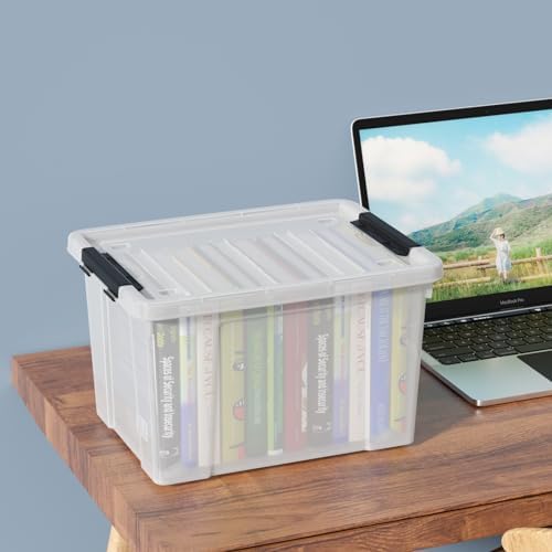 Set of 4 Storage Bins with Wheels, 23 L Clear Latch Boxes with Lids - Image 4