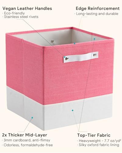 Cube Storage Bins | 13"x15"x13", Macaron & White, 4 Pack - Image 3
