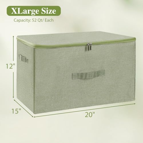 ANMINY Fabric Storage Bins with Zipper Lids, 20"x15"x12", Green, 2 PCS - Image 6