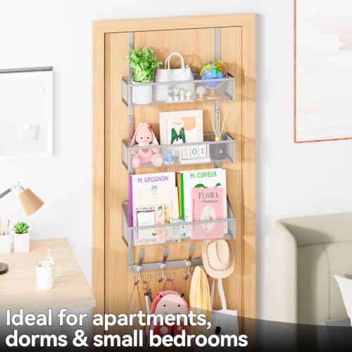 Kaiferty Over The Door Hooks Organizer, Coat Rack Over The Door Storage Hanger Towel Rack, Back of Door Storage Organizer for Bathroom,Bedroom,Kitchen,Office (Silver, 4-Tier) - Image 7