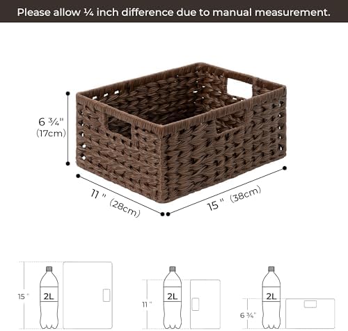 GRANNY SAYS Wicker Storage Baskets for Shelves, Plastic Brown Basket,1-Pack - Image 2