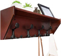 WEBI Wall Shelf with Hooks Underneath,24" Long Wall Mounted Coat Rack with Shelf,Entryway Coat Rack with 4 Triple Hooks for Hanging Coats,Jacket,Hallway,Bedroom,Mudroom,Cherry by WEBI